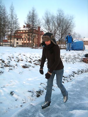 łyżwy na stawie nad rzeką Orzyc (Szelków, Maków Maz.)